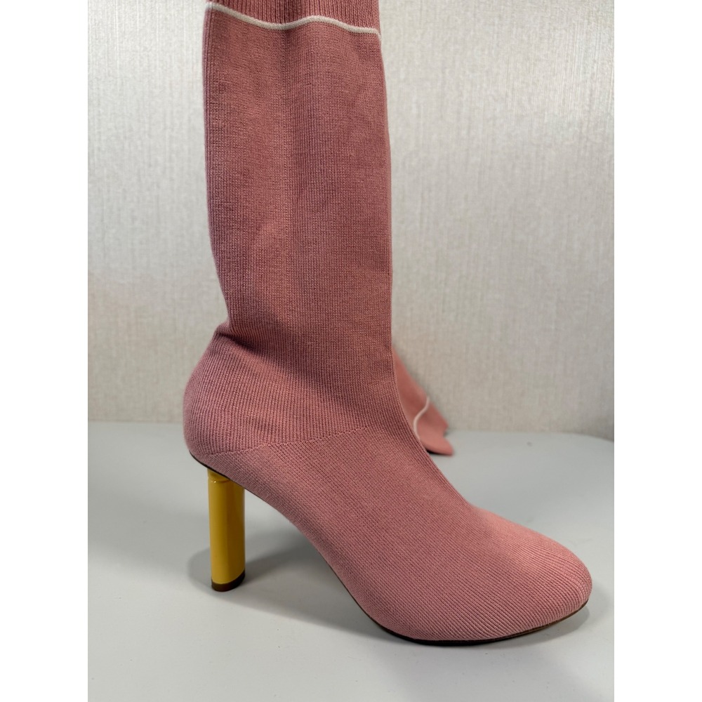 Pink‎ Slip on Sock Mid Calf Boots women size 7.5